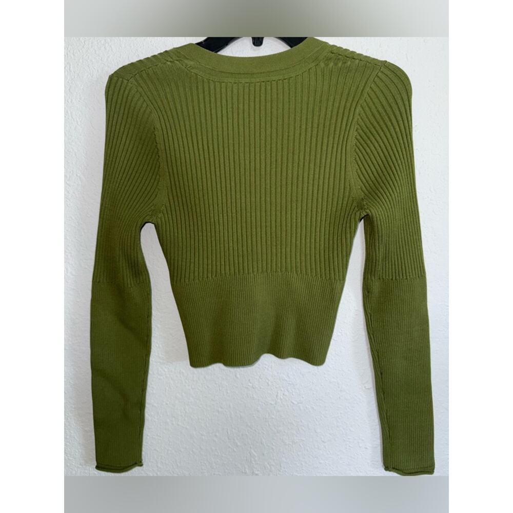 Jonathan Simkhai Ailany Ribbed Knit Cardigan - Olive Green Size M NWOT Old Money - Picture 5 of 5